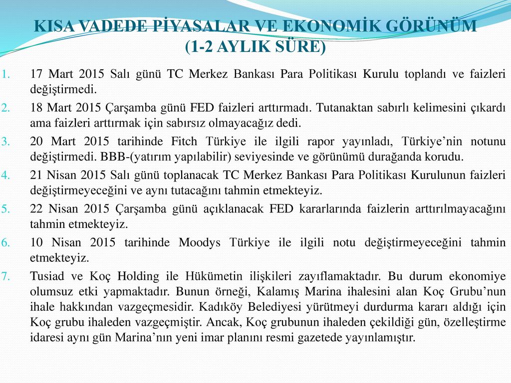 2015 MART AYI POLİTİK EKONOMİK RAPOR 21 MART ppt indir